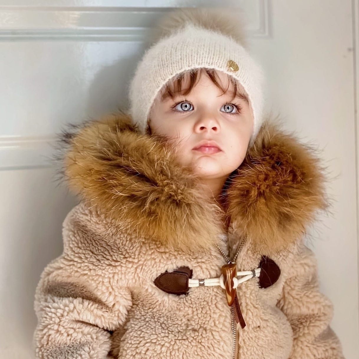 Shearling Camel Bomber Coat Faux Fur - Petite Maison Kids