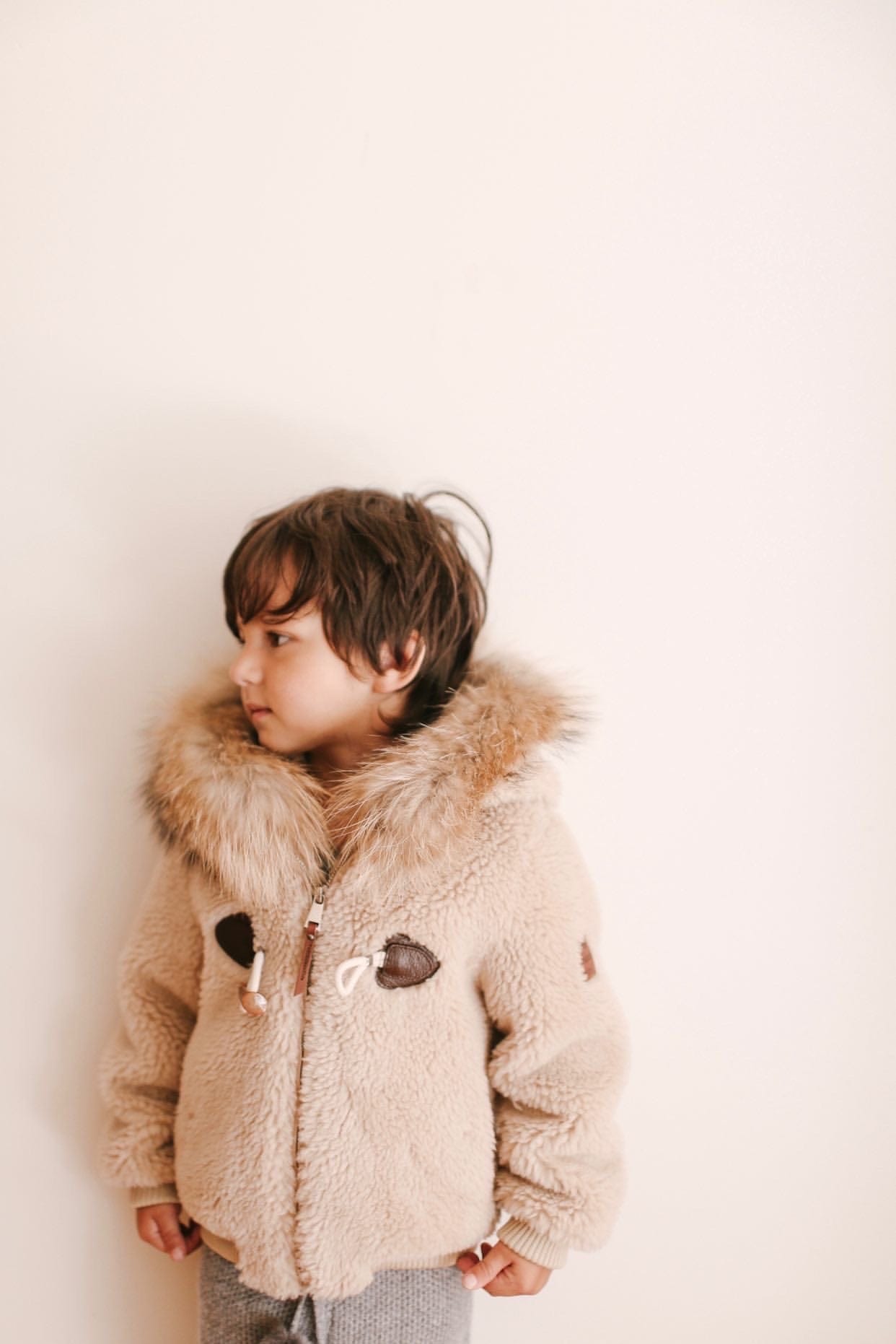 Shearling Camel Bomber Coat - Petite Maison Kids