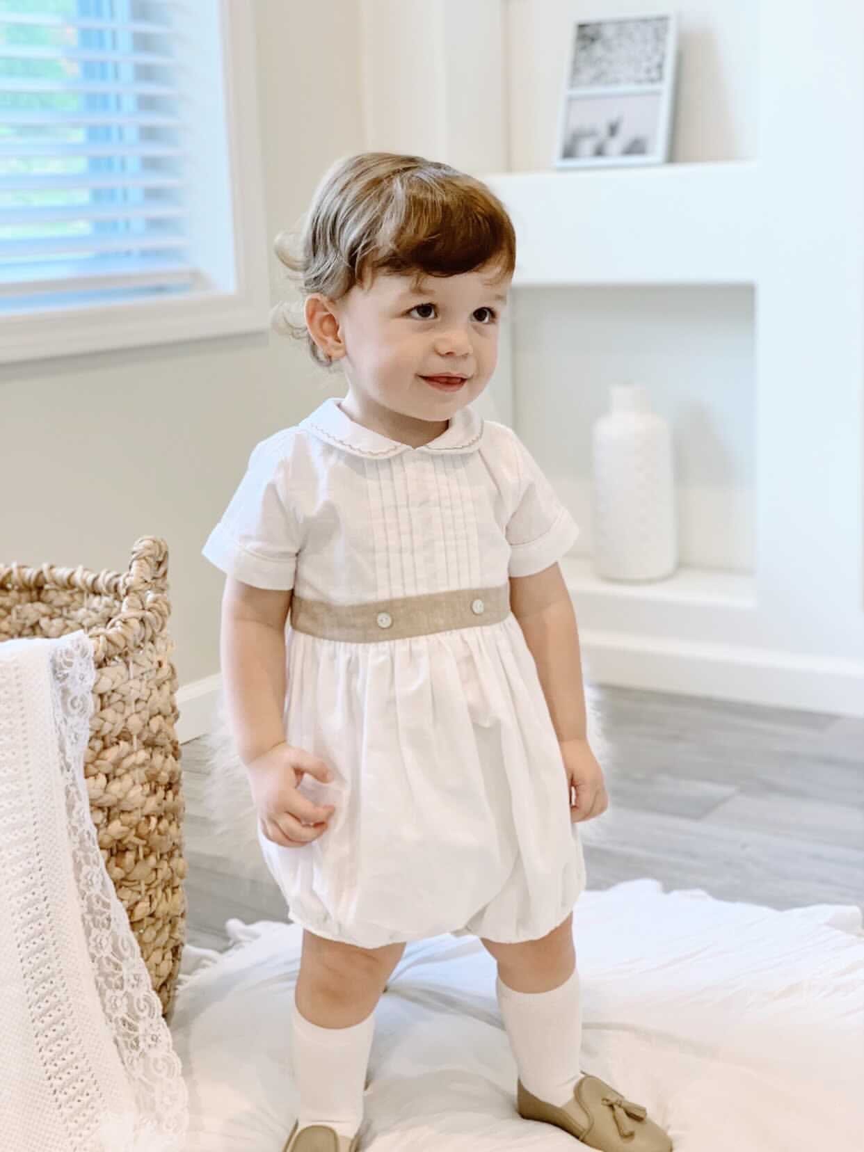 Ashton Linen Romper - Petite Maison Kids