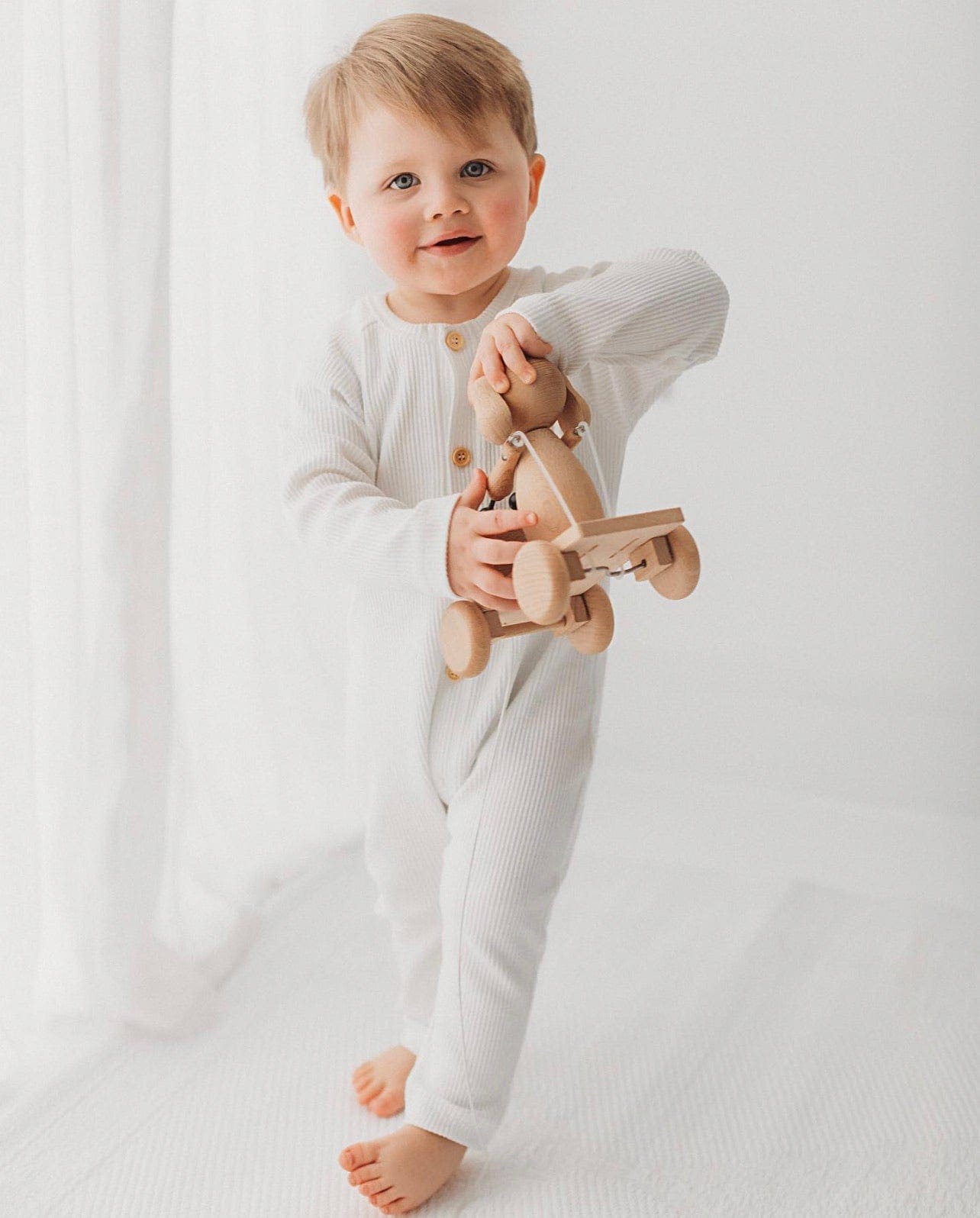 Ribbed Cotton Playsuit  | White