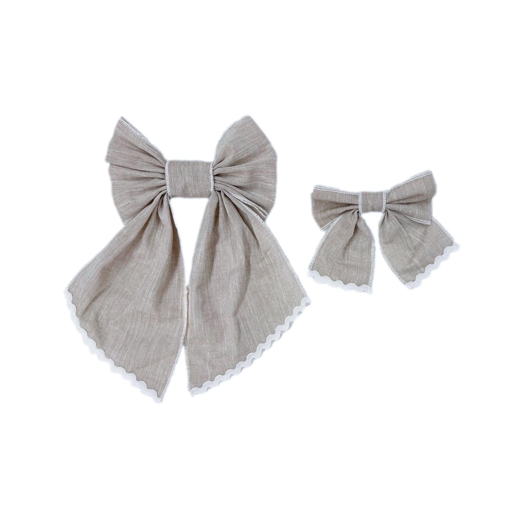 Ashlyn Linen Hair Bows | Beige