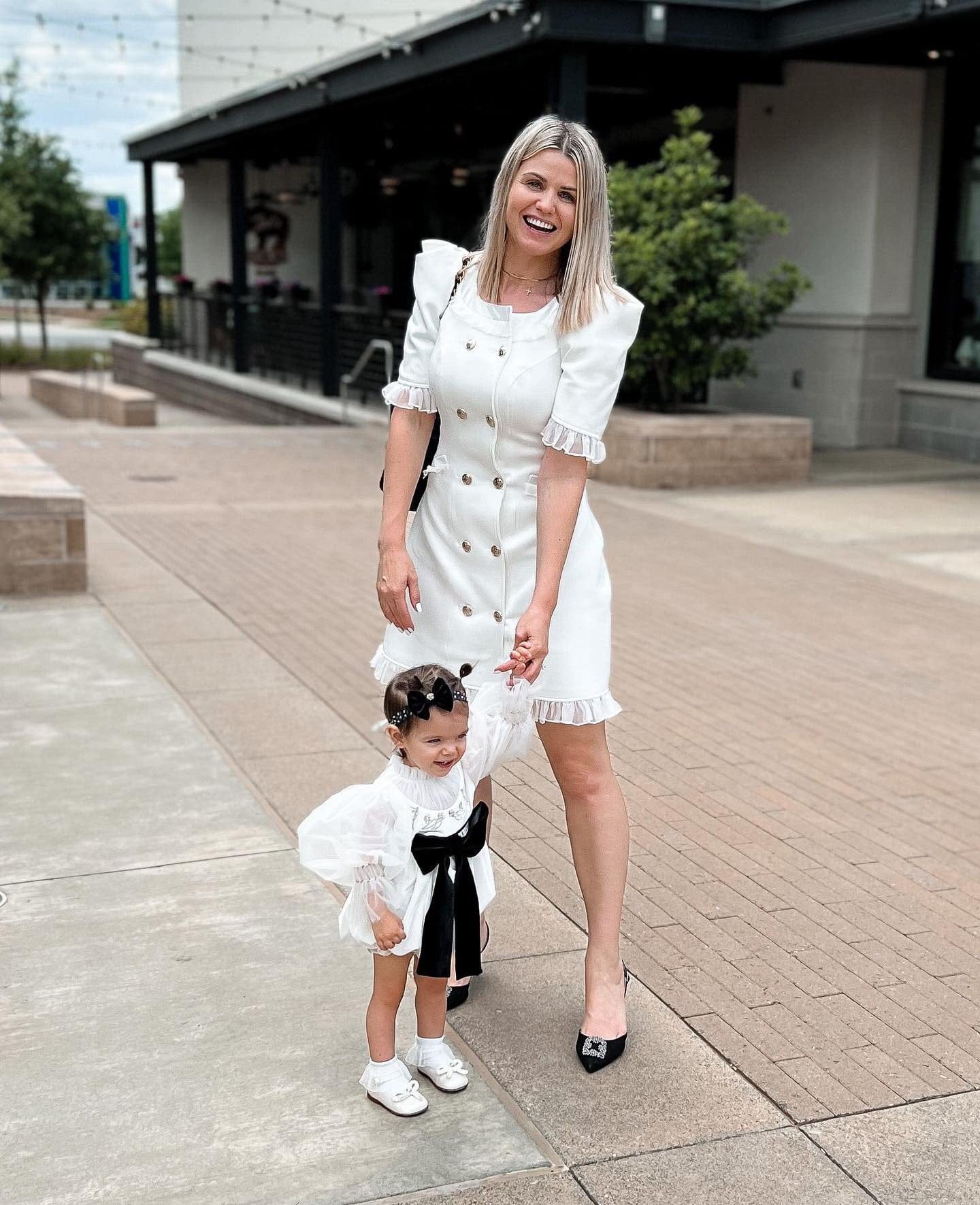 White Tuxedo Mom Dress - Petite Maison Kids