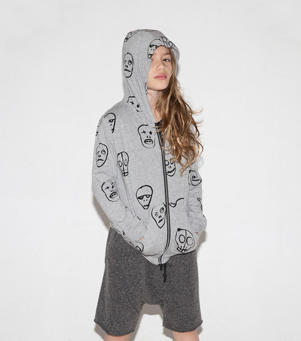 Kid | Skull Mask Hoodie | Heather Grey