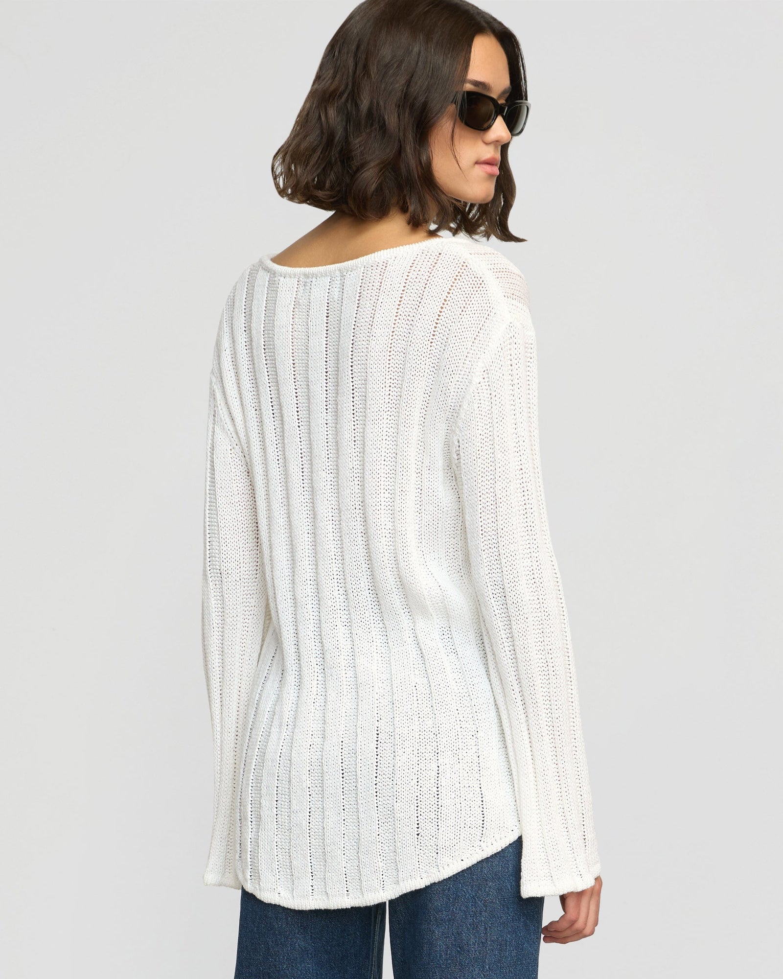 Olivia | Leah Ribbed Scoop-Neck Sweater in Size Small