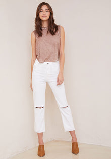 Bella DahlLennon Distressed Jeans - WhiteBottoms