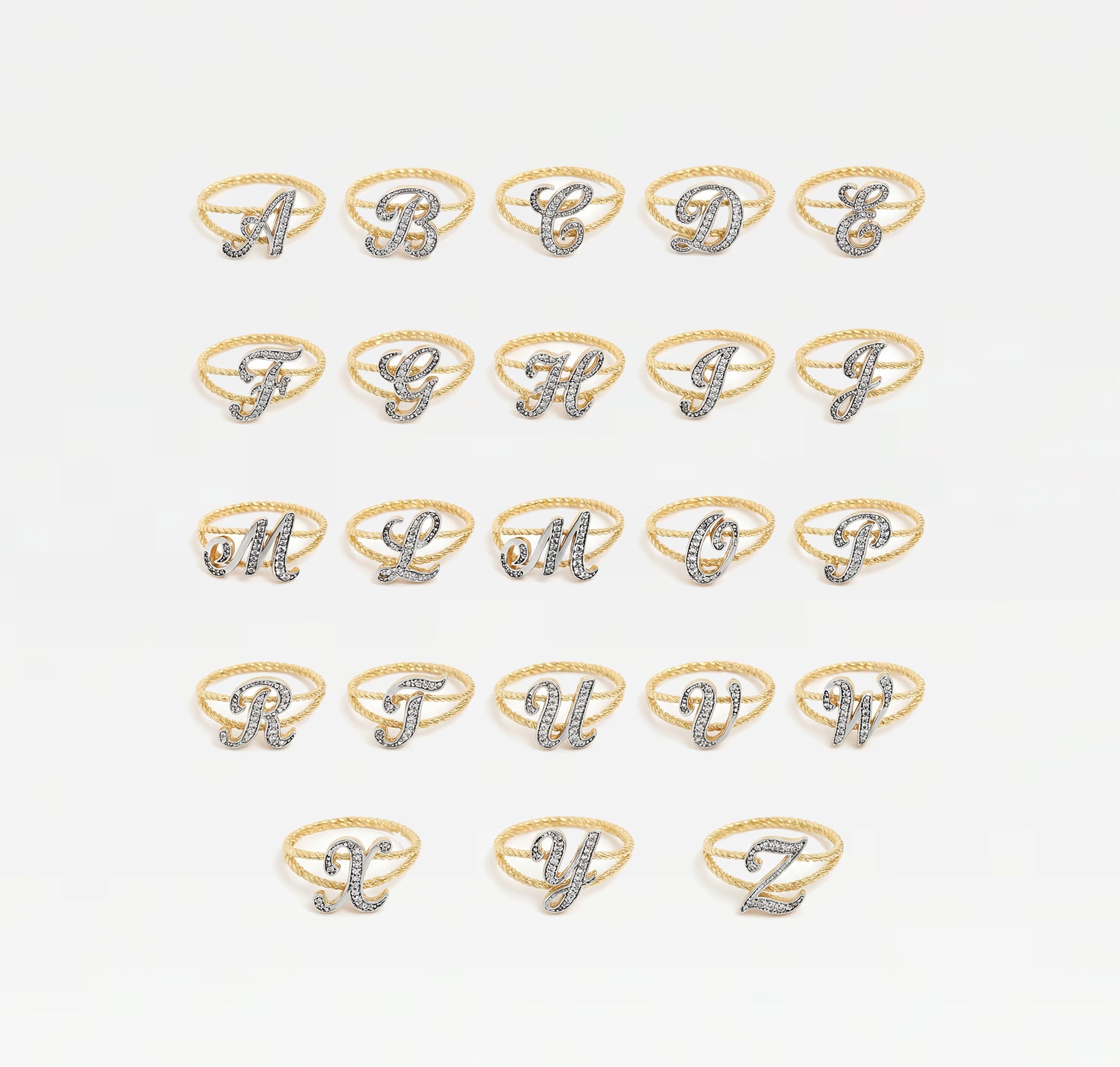 The Script Letter Rope Ring | Sterling Silver 18Kt Gold Vermeil