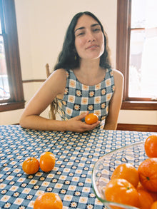 Tablecloth | Navy Daisy Gingham