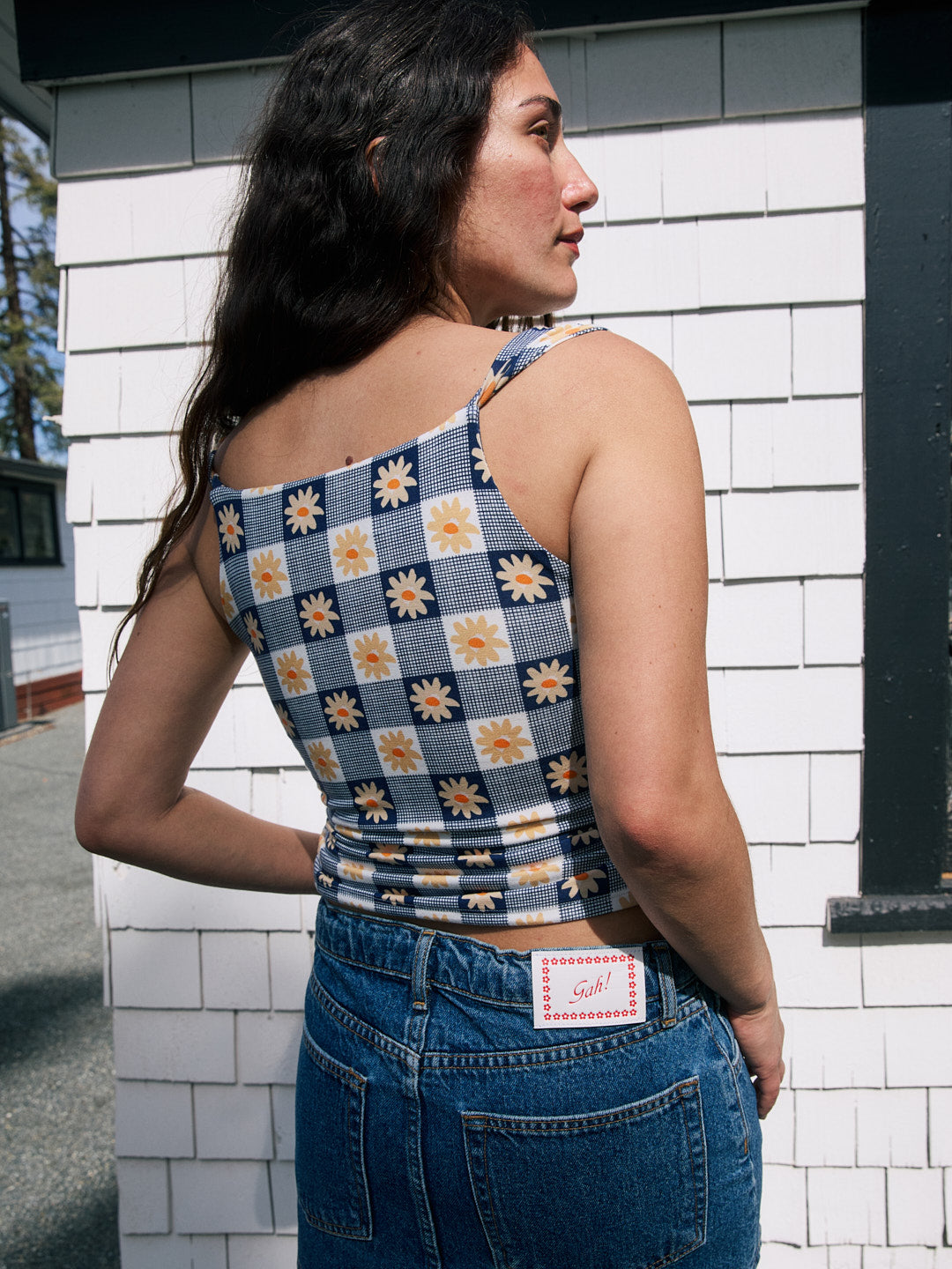 Jean Top | Navy Daisy Gingham