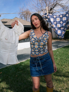 Jean Top | Navy Daisy Gingham