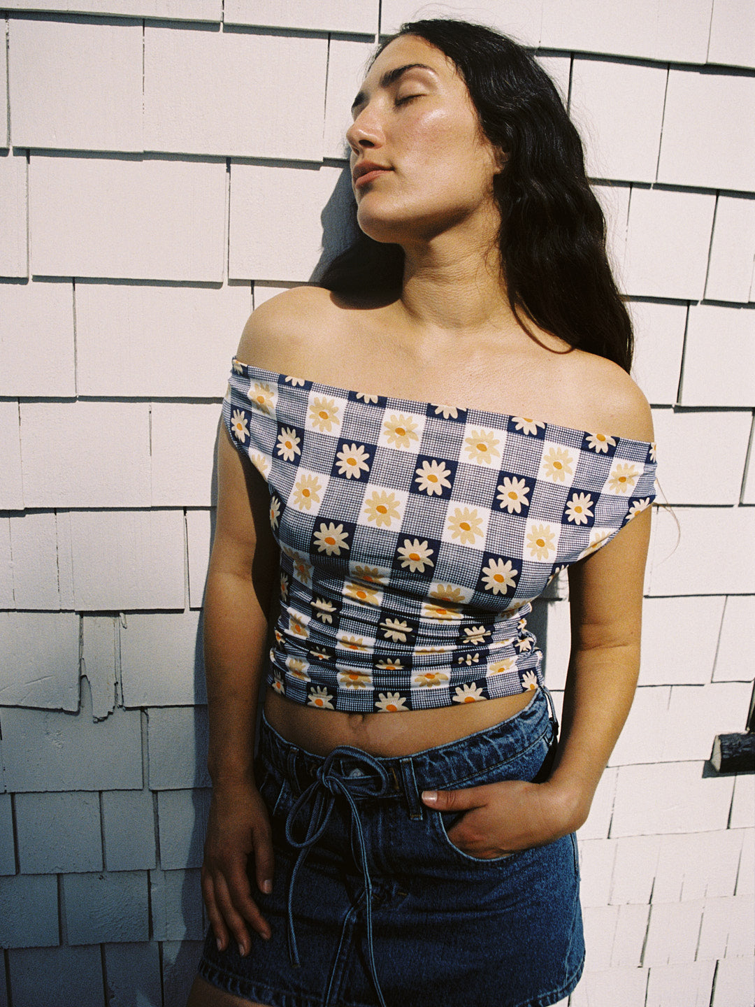 Jean Top | Navy Daisy Gingham