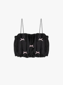 Jemma Bubble Top | Black Pink Bow