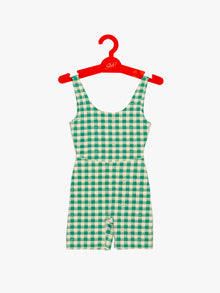 Organic Stretch Unitard | Basil Gingham
