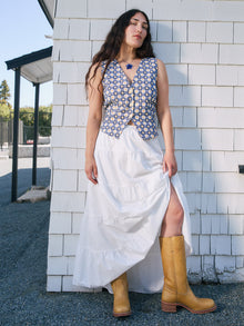Riley Vest | Navy Daisy Gingham