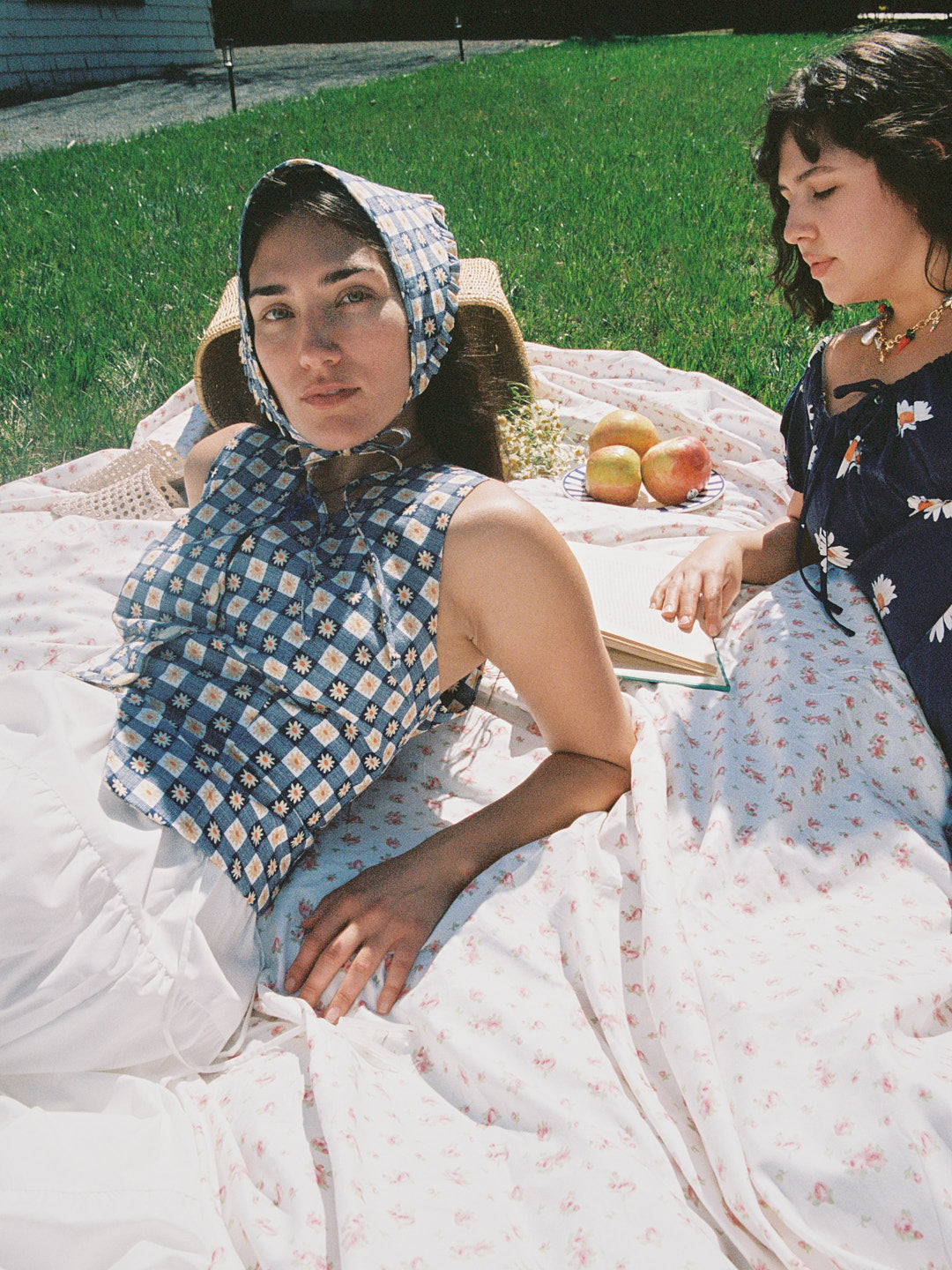 Riley Vest | Navy Daisy Gingham