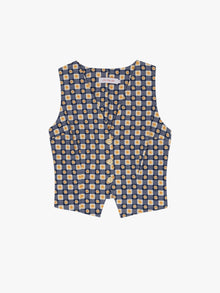 Riley Vest | Navy Daisy Gingham