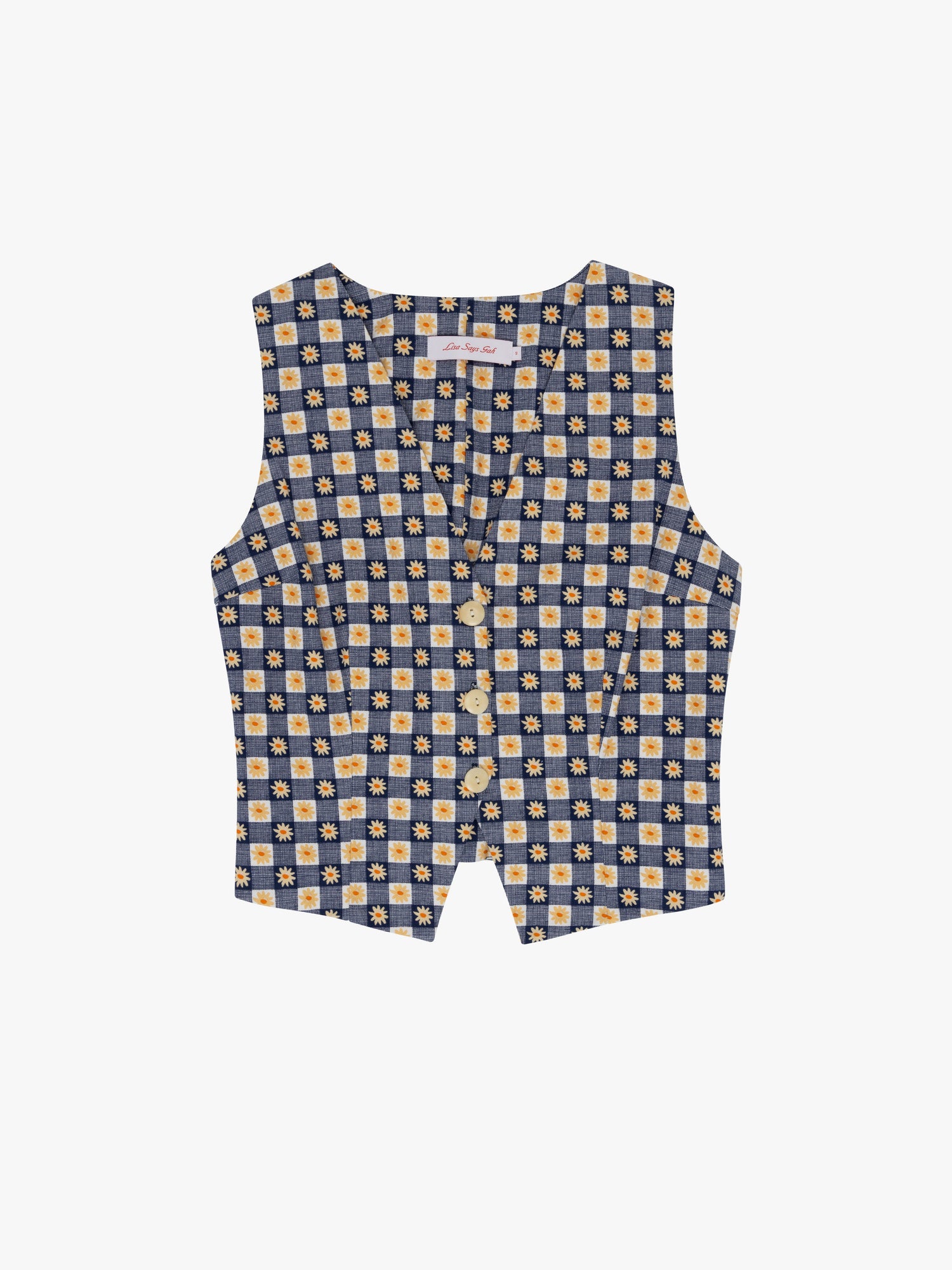 Riley Vest | Navy Daisy Gingham