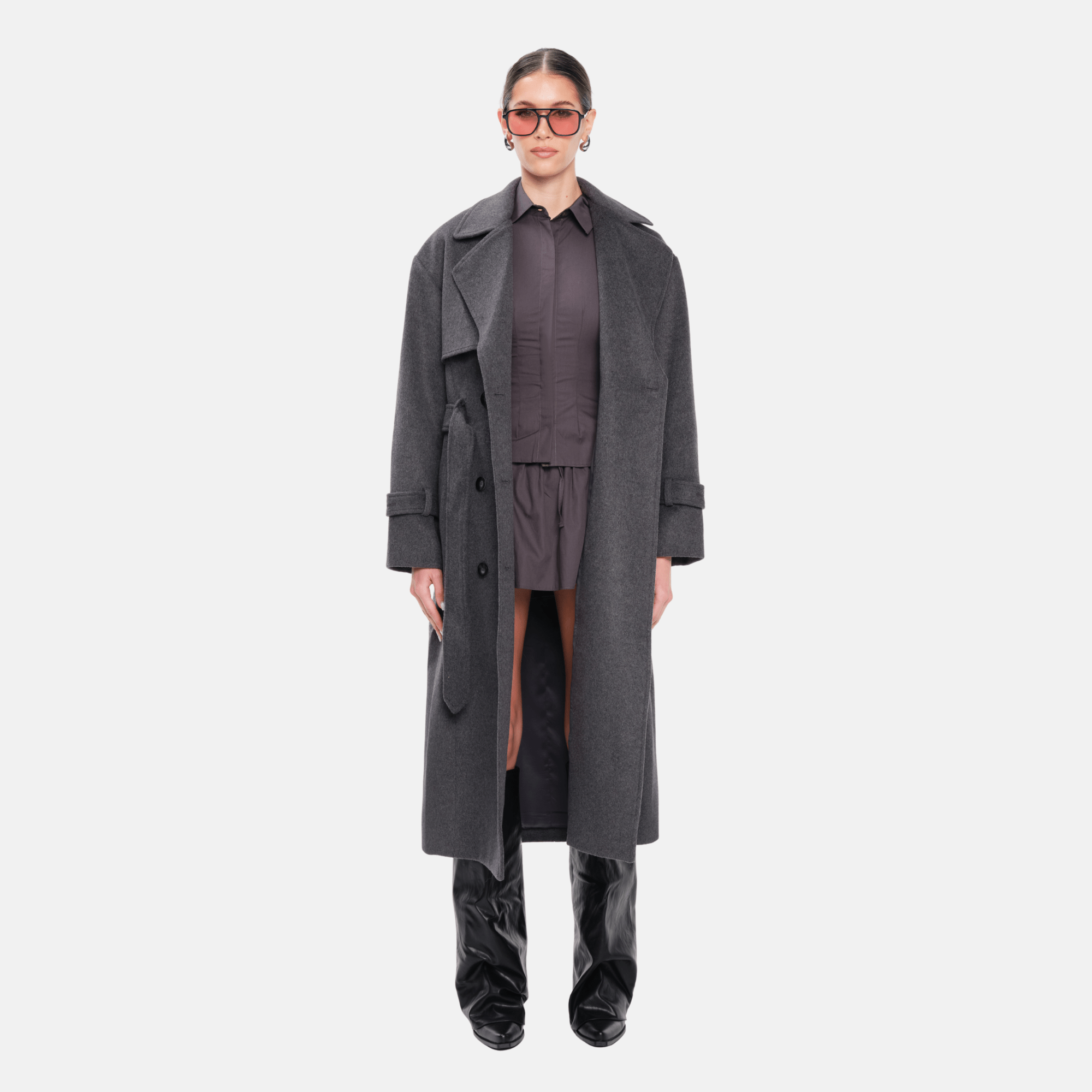 OW Collection MATILDA Wool Coat Coat 243 - Charcoal