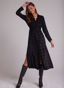 Maxi Shirt Dress With Smocked Waist - Copper Shine Plaid