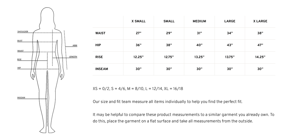 Product size guide