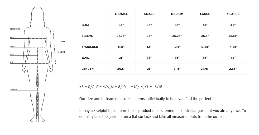 Product size guide