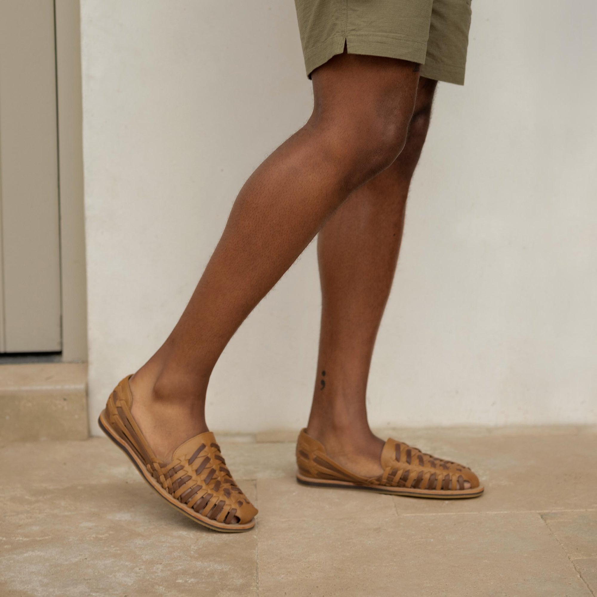 Image 1 of the Men's Huarache Sandal Saddle Brown/Brown Colorblock Men's Leather Slip On Nisolo