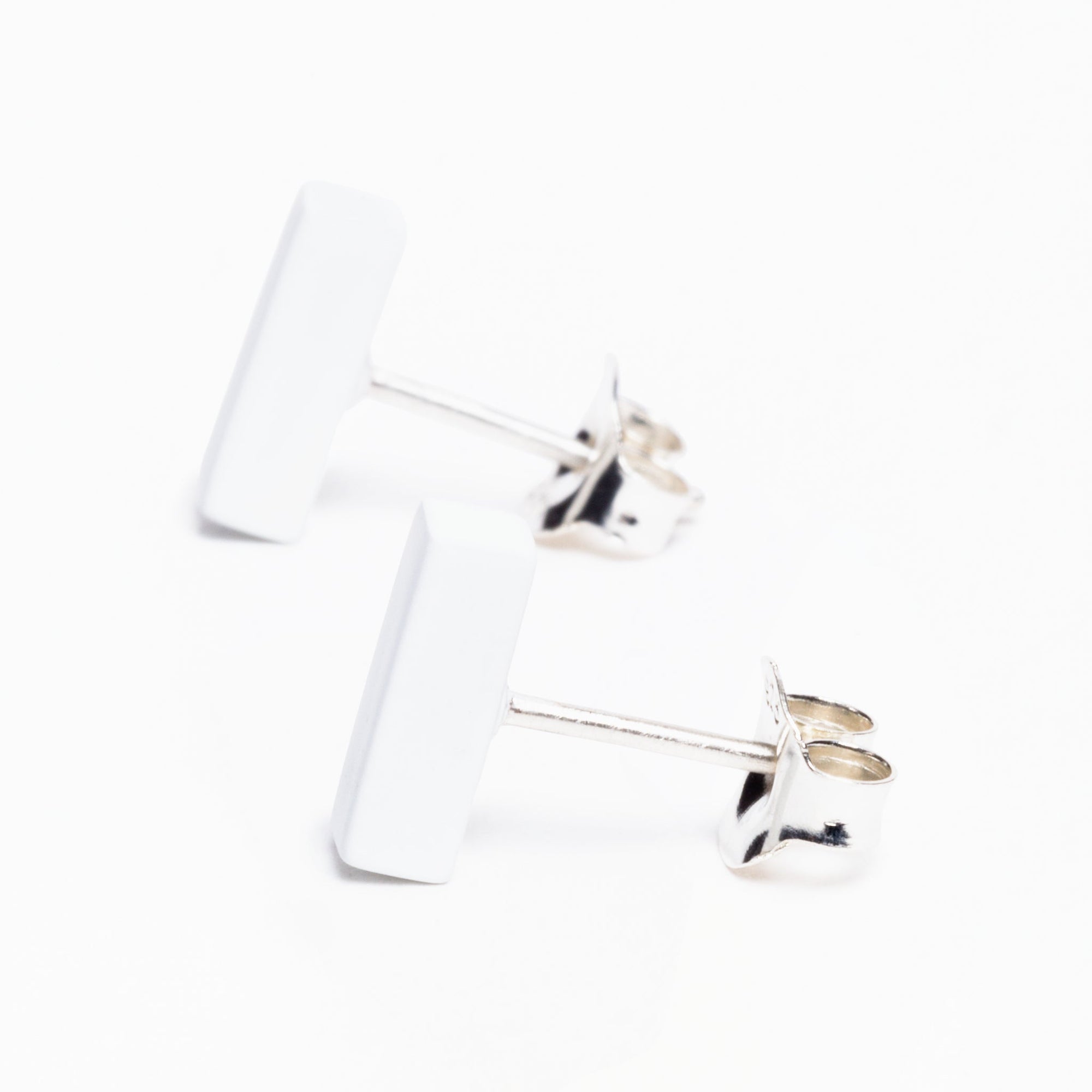 Bar Earrings | Sterling Silver | Matte White