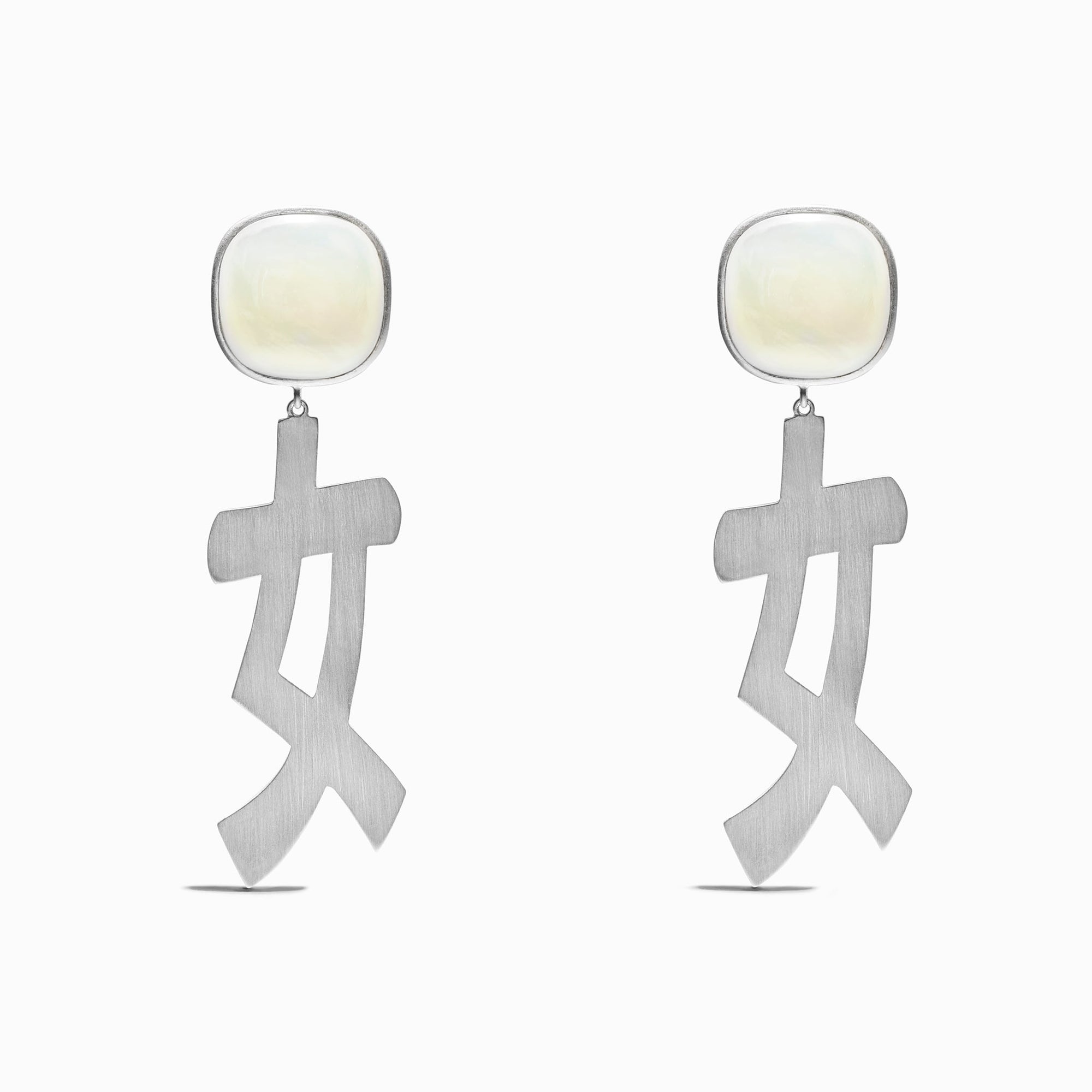 Nuren Earrings | Silver | Mother of Pearl