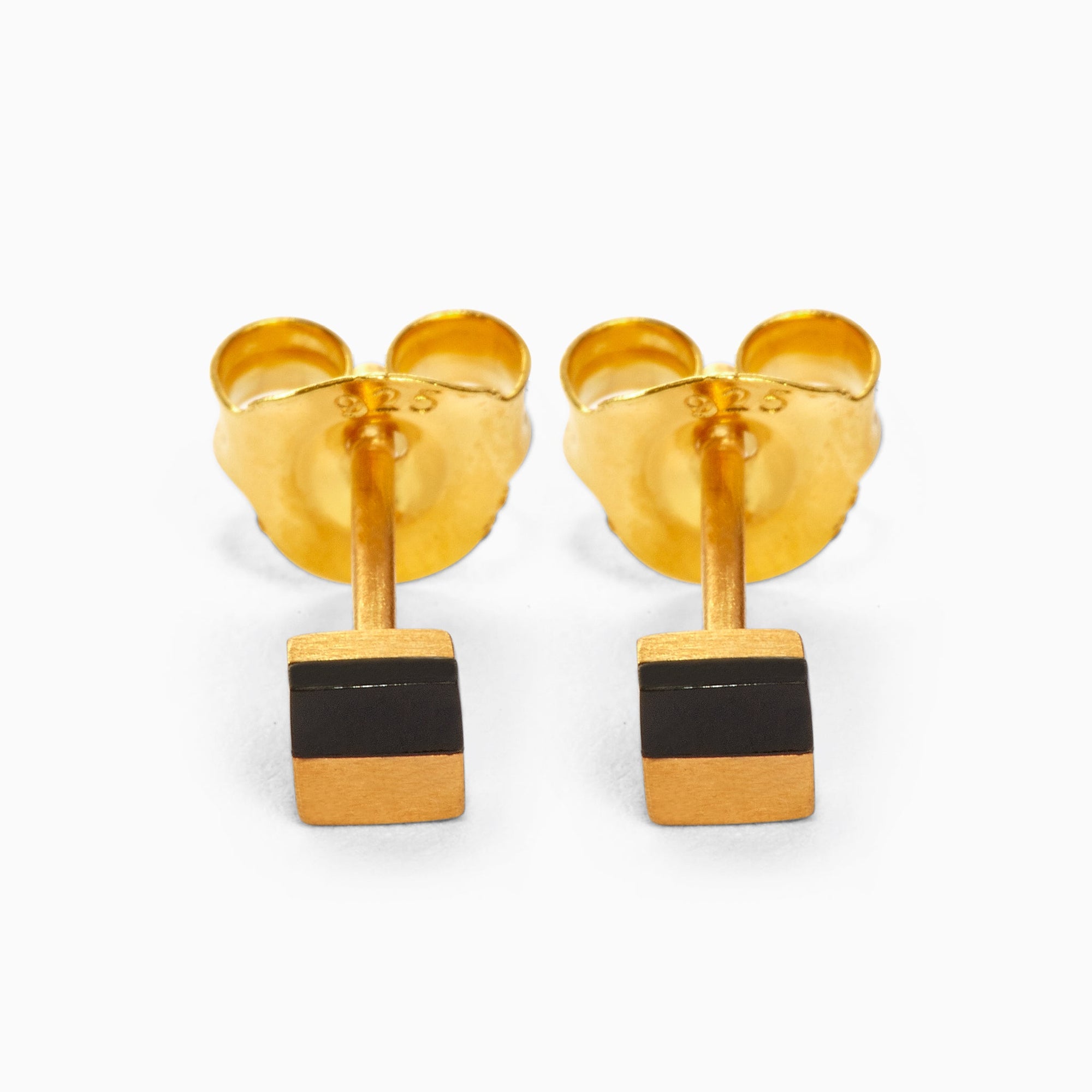 Square Earrings | 18K Gold Plated | Onyx