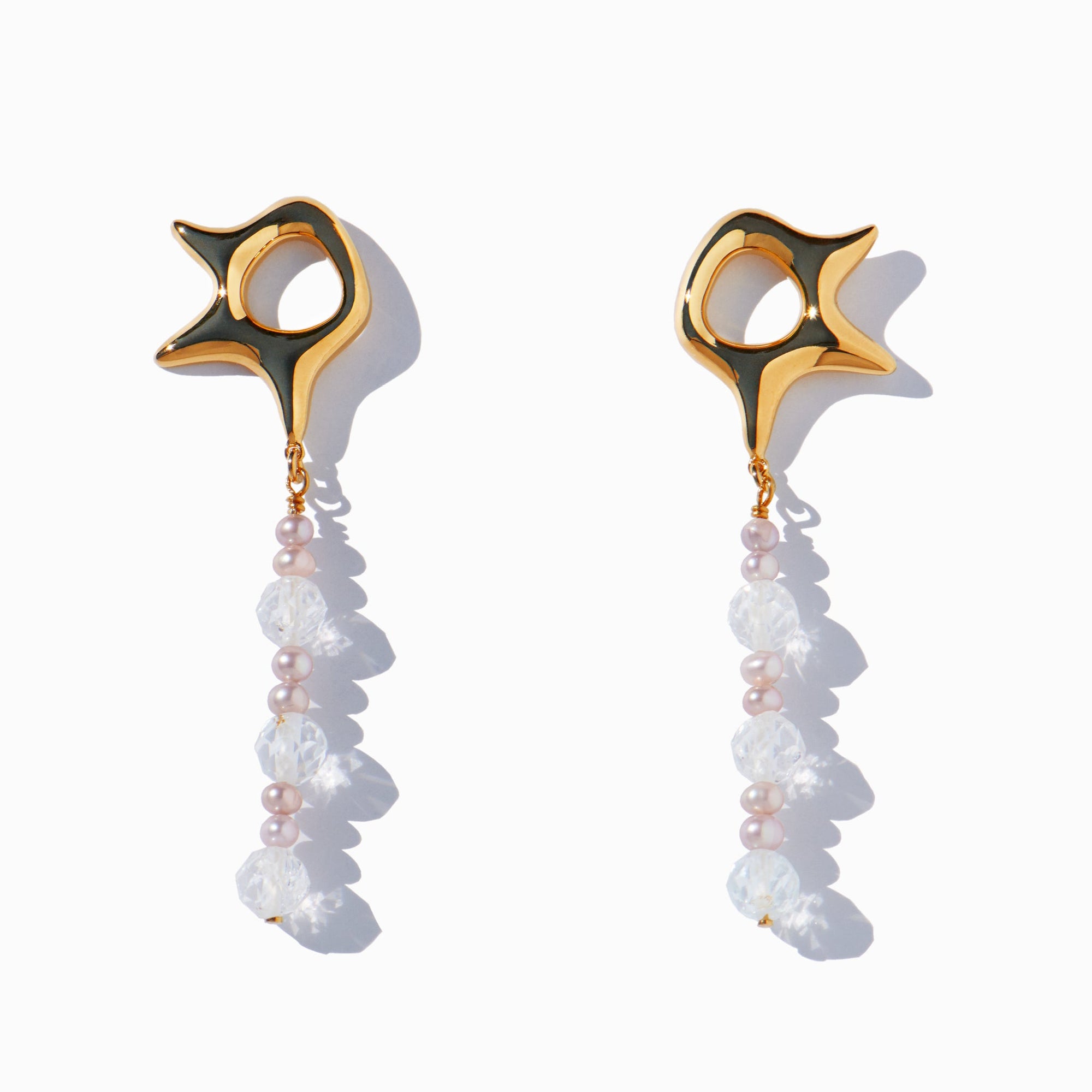 Ziggy Mini Earrings | 18K Gold Plated | Freshwater Pearls/Topaz