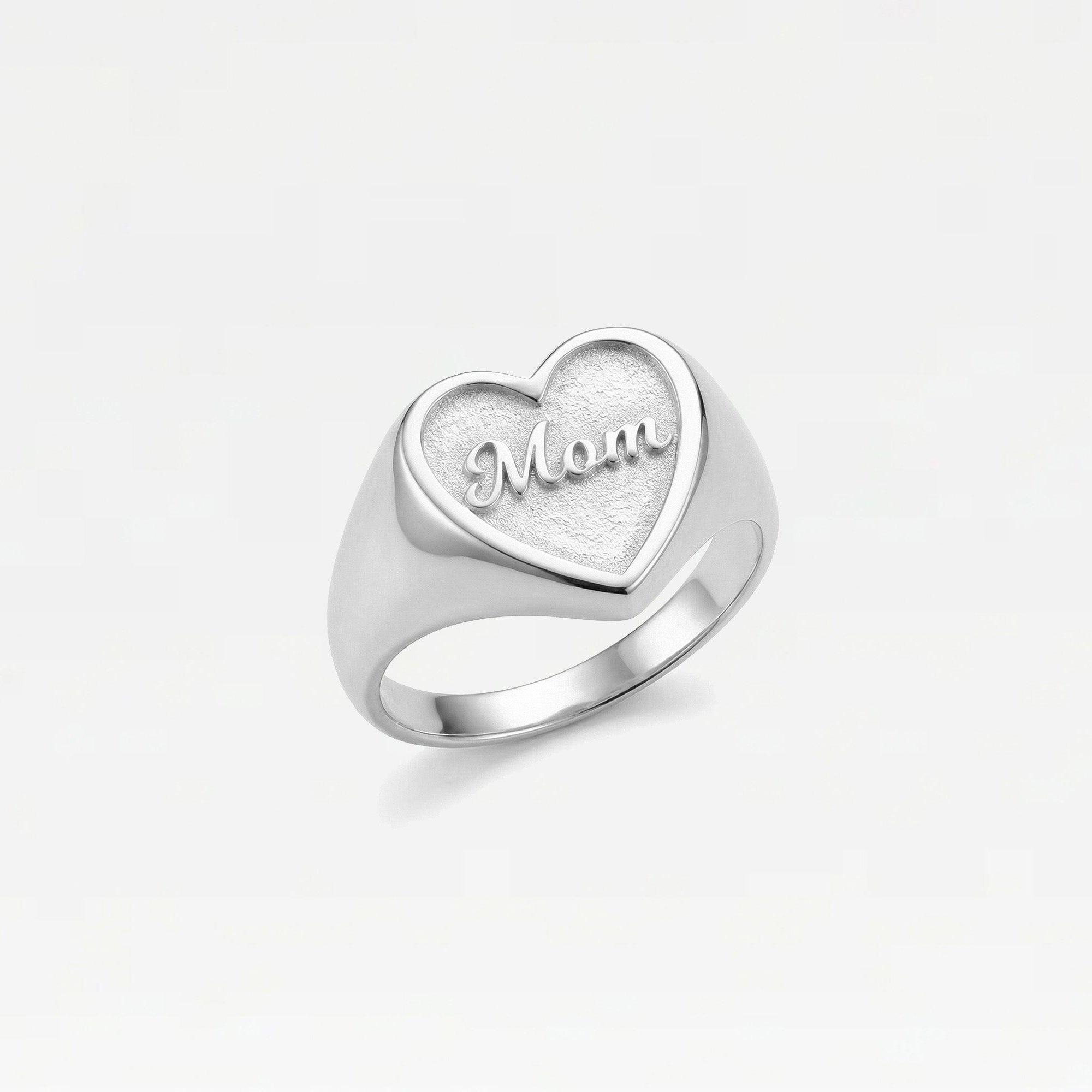 The Mom Heart Signet Ring | Sterling Silver