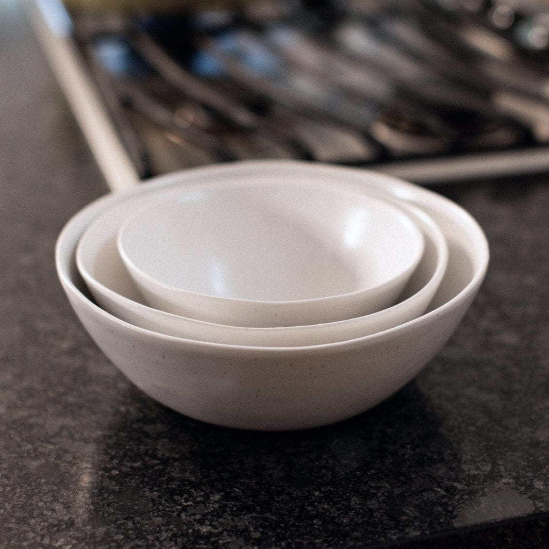 Nested Serving Bowls | Speckled White