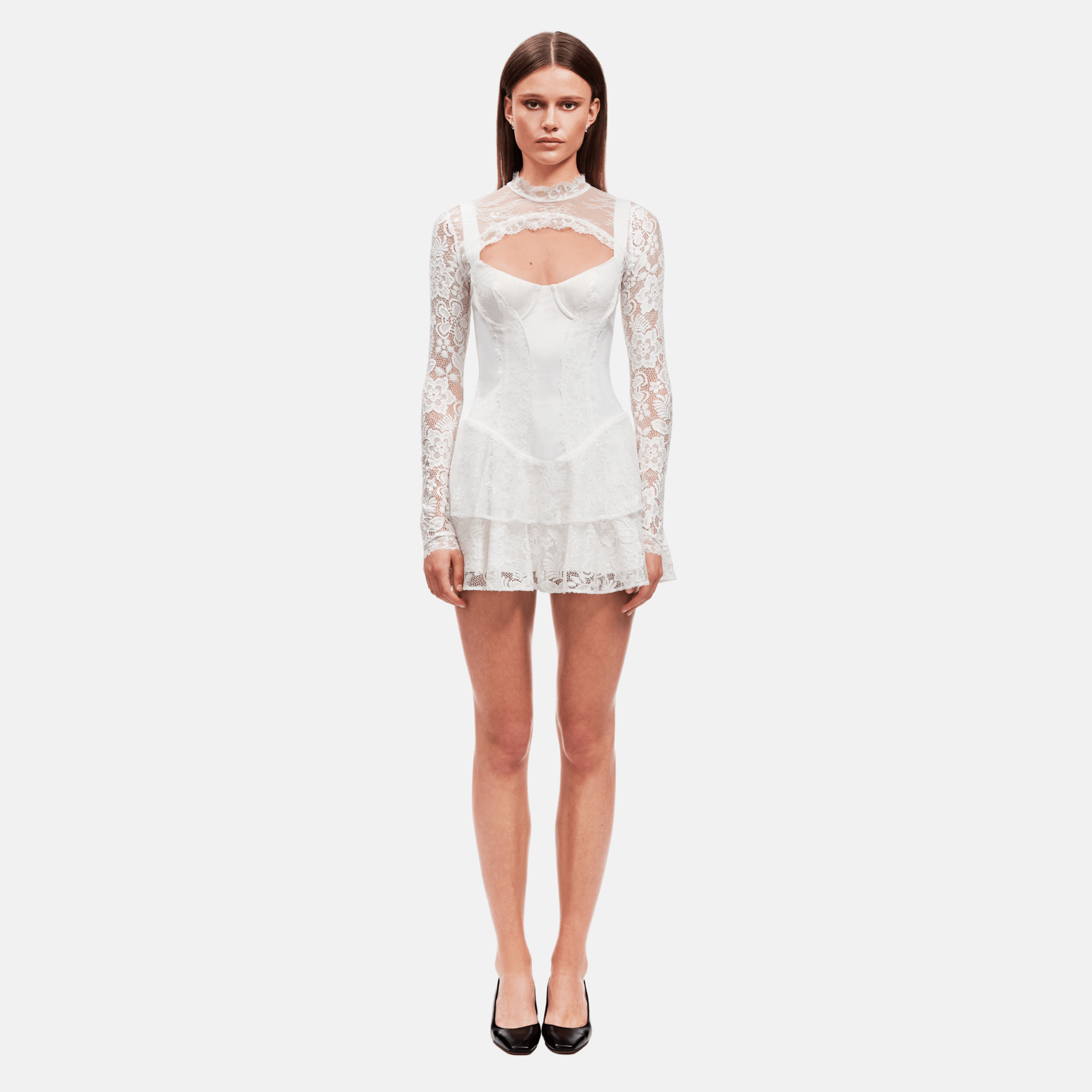 OW Collection NORI Corset Mini Dress (2-piece) Dress 001 - White