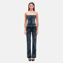 OW Collection NOVA Embellished Denim Top Top 205 - Dark Wash Denim