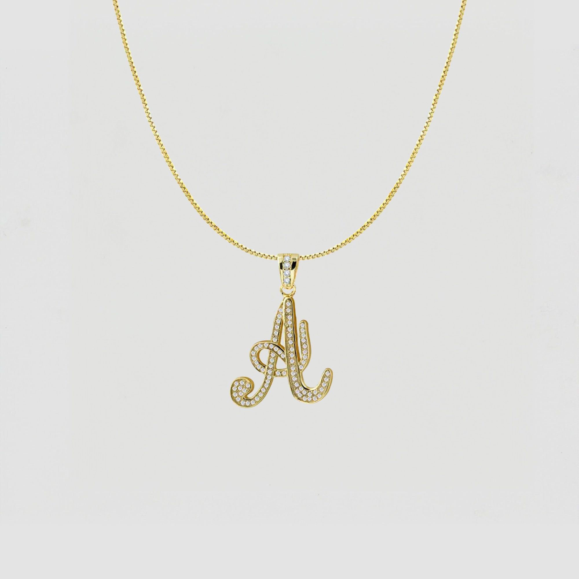 The Iced Out Script Initial Necklace | Gold Vermeil