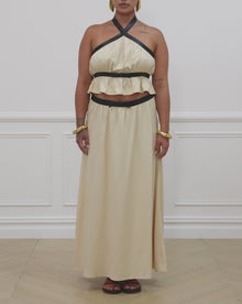 Bow Maxi Skirt | Wood Ash x Black