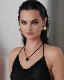 The Midnight Mesa Cord Necklace | Black Agate | Gold