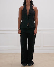 Mid Rise Slim Straight Pant | Black