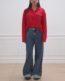 Boxy Button Down Shirt | Red