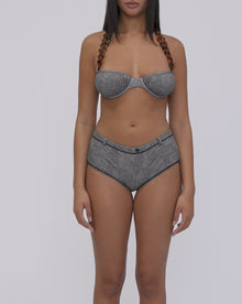 Moto Booty Bikini Short | Grey
