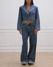 Cropped Blazer Jacket | Mid x Dark Light