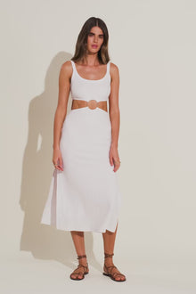The Icon Cutout Dress | White Organic Rib