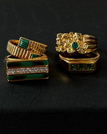 Malachite Wrap Ring | Plated Gold