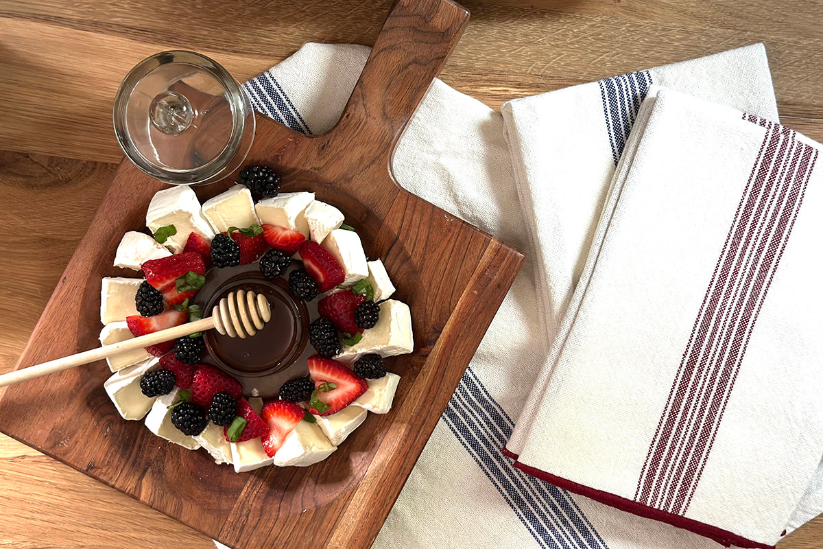 Dinner Napkins | Vintage Merlot Red Stripe | Set of 4