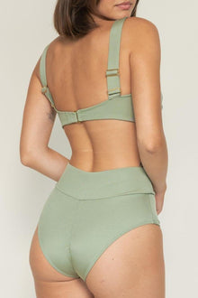 Full Coverage High Rise Bikini Bottom | Sage Green Rib