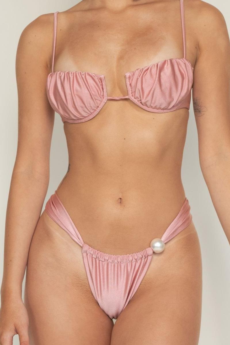 Sandra Pearl Bikini Bottom | Satin Rose