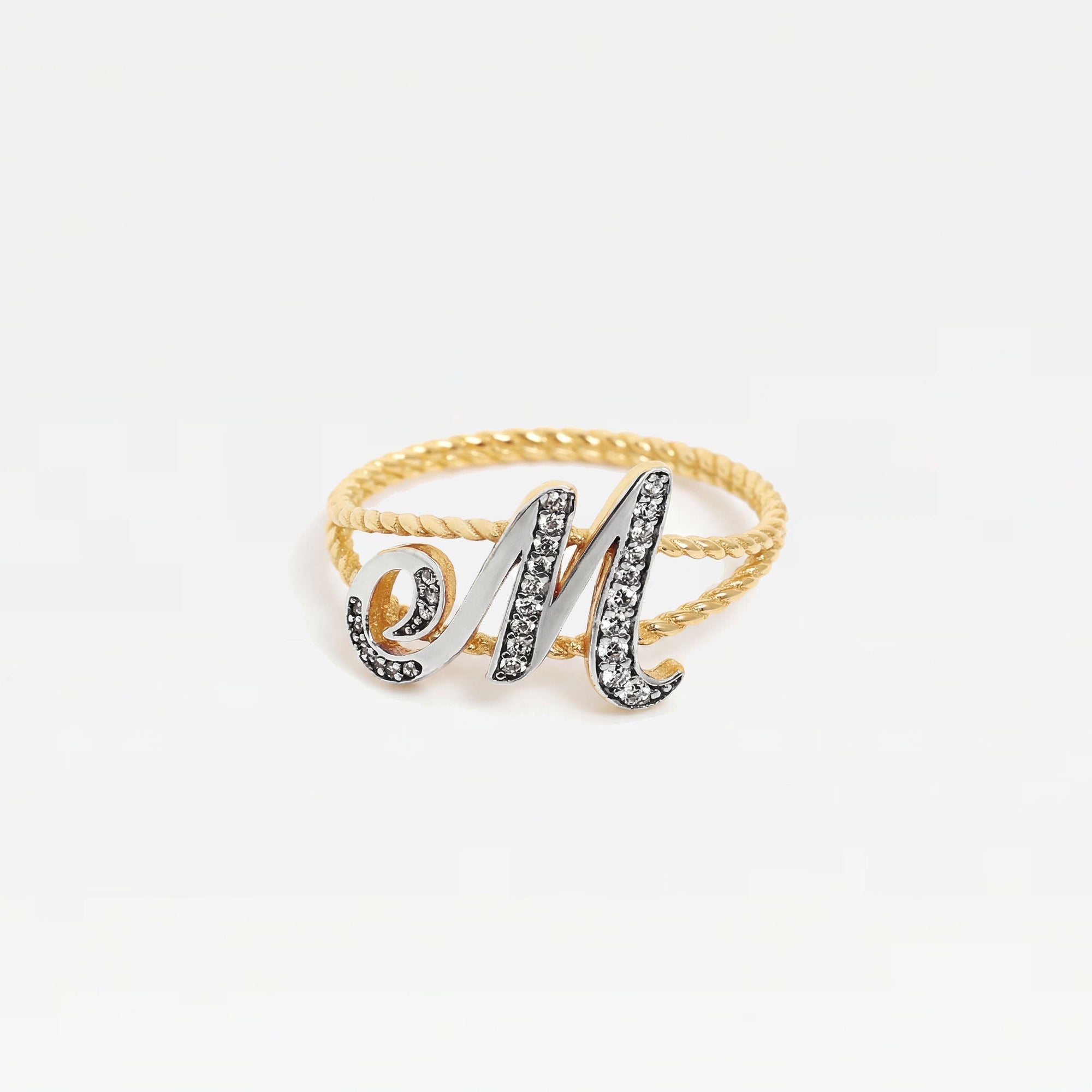 The Script Letter Rope Ring | Sterling Silver 18Kt Gold Vermeil