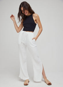 Side Slit Wide Leg | White