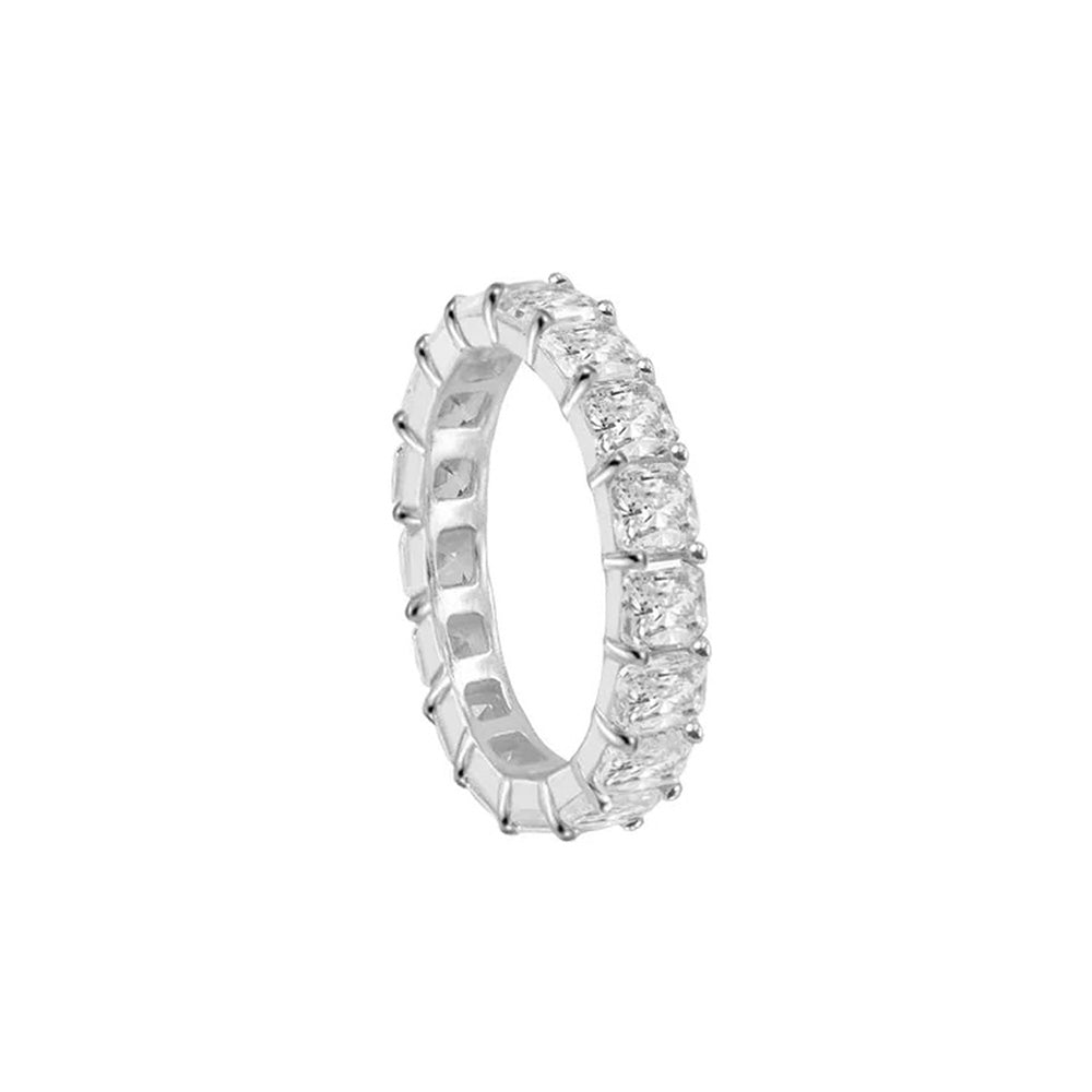 The Cushion Cut Eternity Band | 18KT Gold Vermeil & Sterling Silver