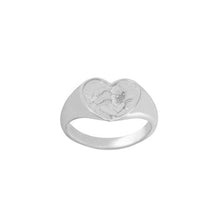 silver heart angel signet ring