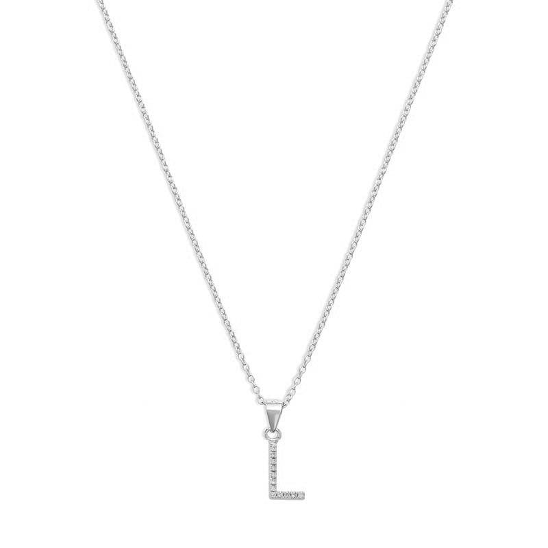THE PAVE SINGLE BLOCK INITIAL NECKLACE - The M Jewelers